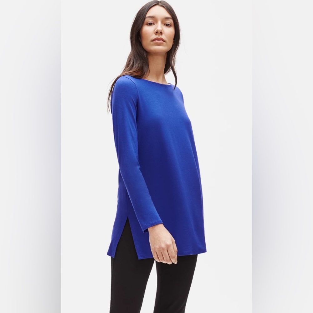 Eileen Fisher Ribbed Royal Blue Sweater Tunic